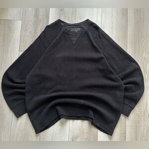 Denver Hayes Men's Black Waffle Knit Crewneck Sweater Size XL 100% Cotton